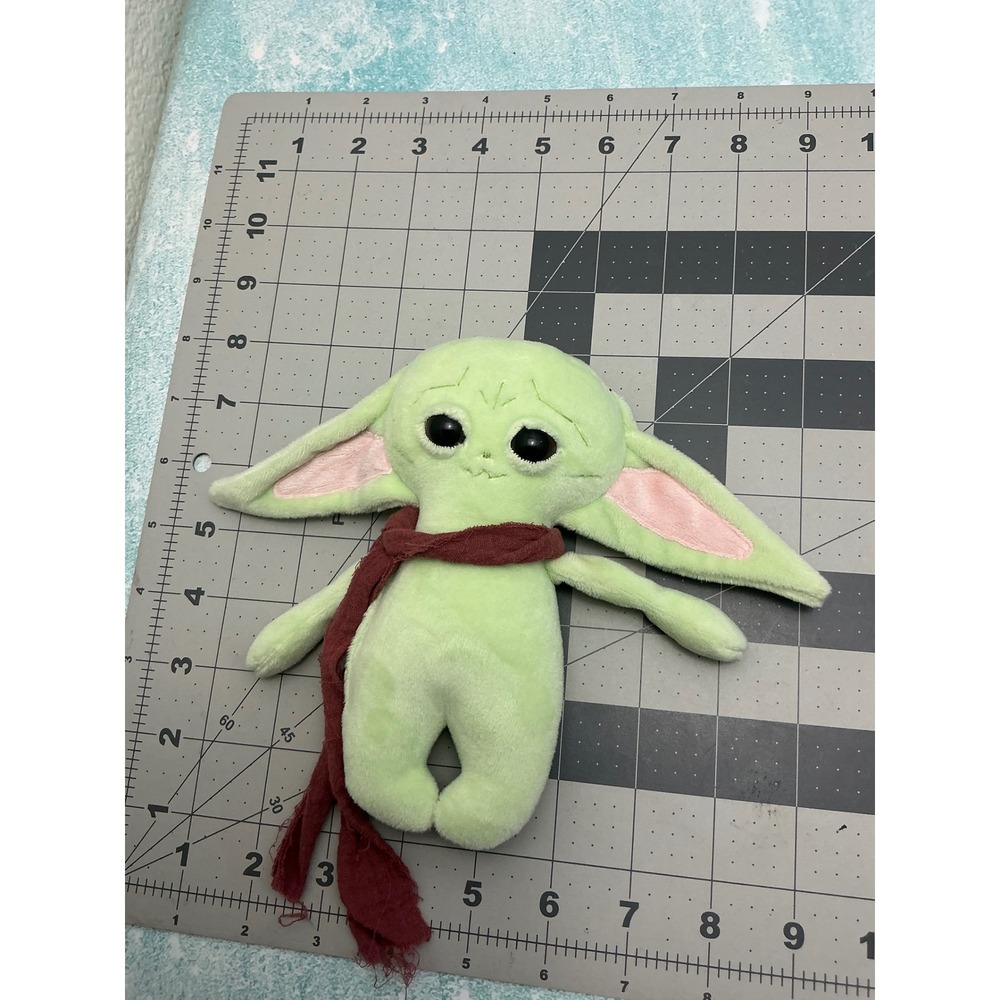 Star Wars Grogu The Child Inspired Green Plush Toy with Maroon Scarf 7.5in